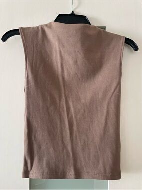 Zara Sleeveless Ribbed Tank Top - Taupe Brown